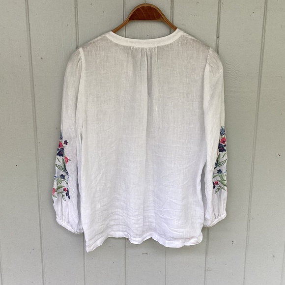 Anthropologie 100% LINEN peasant shirt button down TOP - Picture 2 of 3